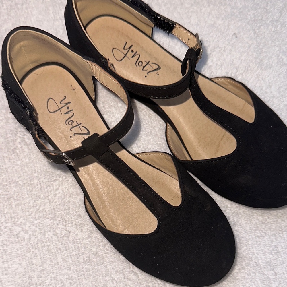 Black Women's T-Strap Flats